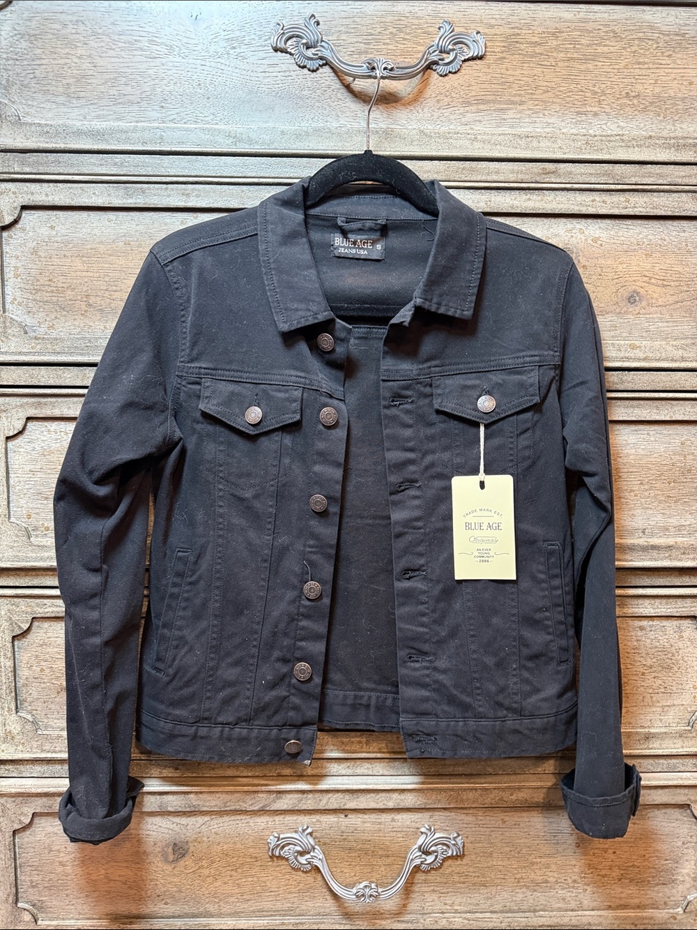 BLUE AGE Black Cotton Spandex “Jean” Style Jacket